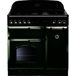 Rangemaster Classic 90 Gas with FSD - 73380 Range Cooker in Green with Brass Trim